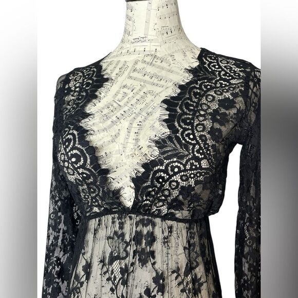 Yomoko Lace Dress Black Maxi M - Picture 4 of 8